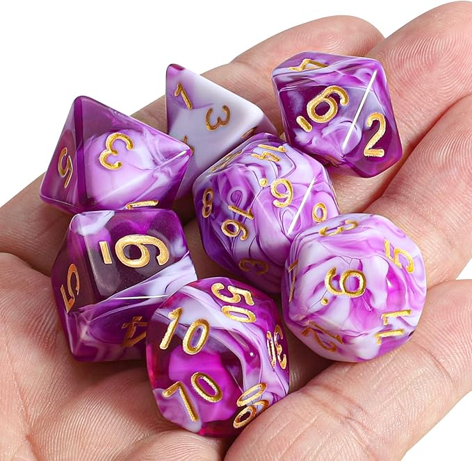 CiaraQ DND Polyhedral Dice Set with a Black Dice Bag for D&D RPG MTG Role Playing Table Games