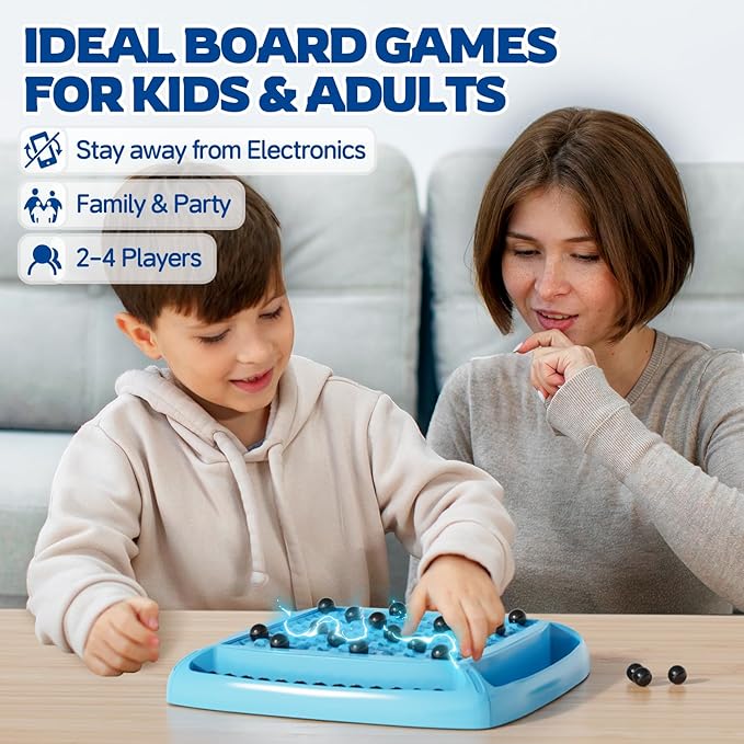 Magnet Game, Magnetic Game Chess, Board Games for Kids 6-8-12, Magnet Chess Kid Games, Family Board Games for Kid and Adults, Magnetic Game with 40 Pieces, Fun Birthday Gifts for Kids (Blue)