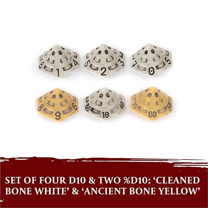 D10 &%D10 Dice Set - Set of Six 10 Sided Dice - Four D10 & Two%D10 (D100) Skull & Bone Themed RPG Dice. Cool Unique Gift and Compatible with Dungeons & Dragons (DND), D&D, Pathfinder, D and D(Mixed)