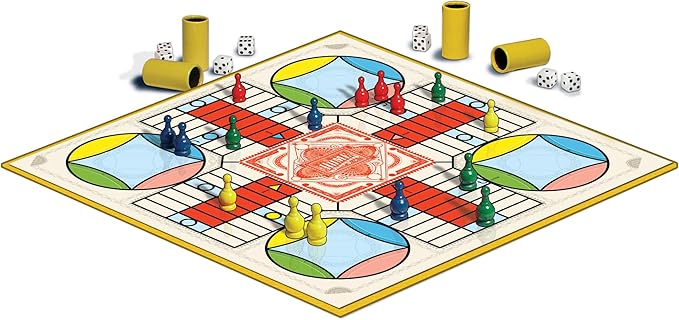 Parcheesi Royal Edition by Winning Moves Games USA, classic family favorite featuring charming artwork, tokens and dice cups for 2-4 players, Ages 8+ (6106)