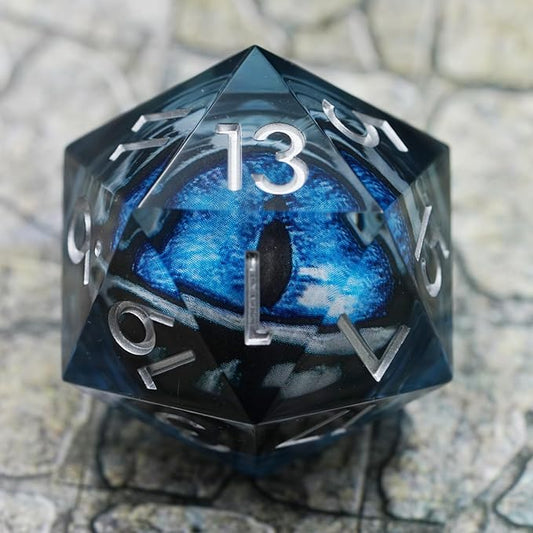 Dungeons and Dragons DND Dice D20, Moving Eyeball Liquid Core Dice Set D&D 33MM Oversized D20 Single Sharp Edge Resin dice with Gift Case, Polyhedral Dice for Role Playing Game