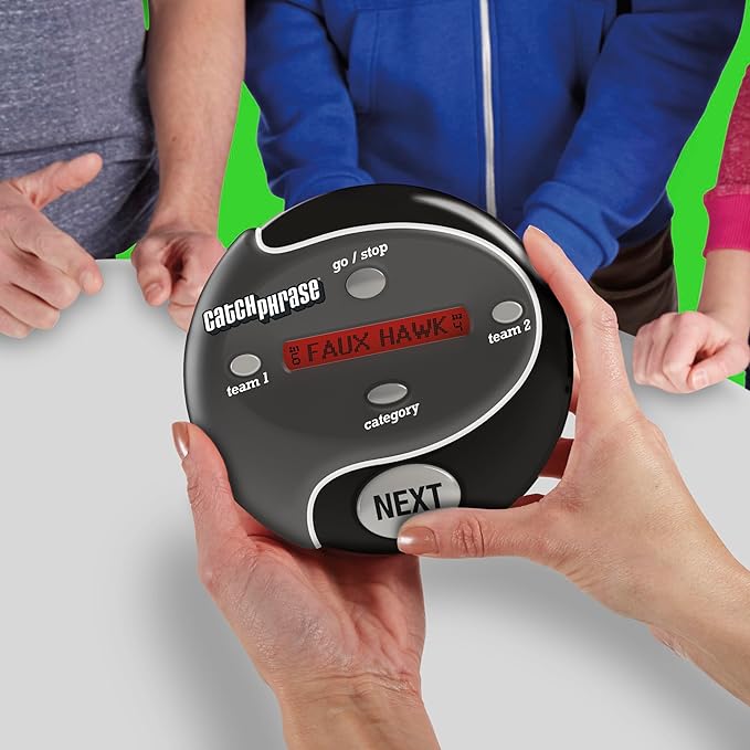 Hasbro Gaming Catch Phrase Electronic Game | Fun Active Handheld Party Games for Adults, Teens, and Kids | Ages 12+ | 4 or More Players, 2 Teams | Portable Family Travel Games (Amazon Exclusive)