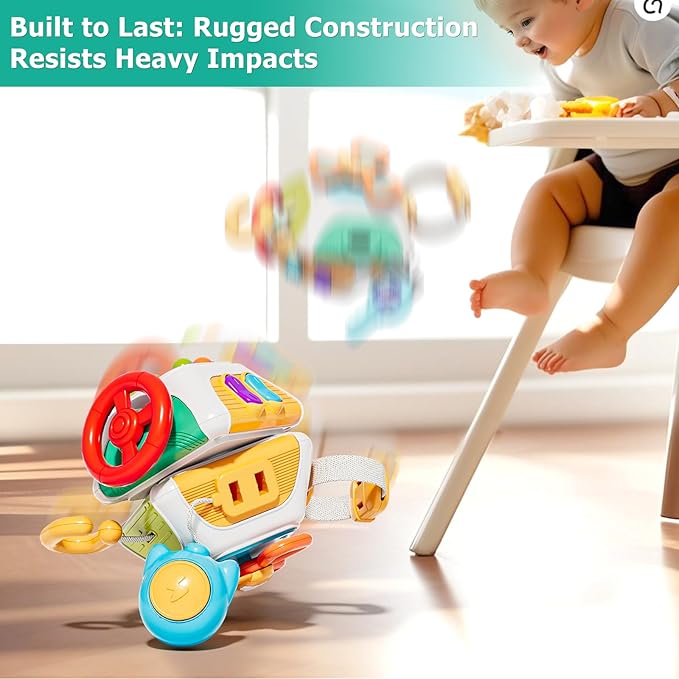 Zslnk Montessori Busy Board for 1 Year Old, Activity Cube Sensory Travel Toys for Toddlers 1-3, Baby Toys 6-12-18 Months for Boy/Girl Birthday Gift, Educational Learning Tools