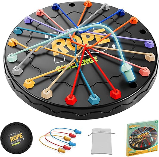 Rope Untangling Puzzle Game, Educational Strategy Board Game for Kids & Adults, Family Travel Party Games with Multi-Level Challenges, Gifts for All Ages