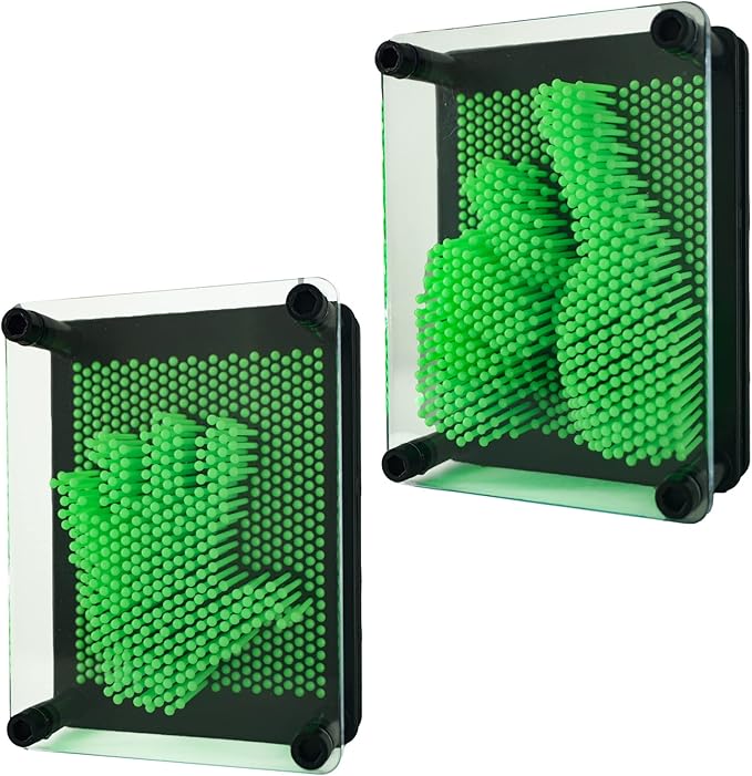 3D Pin Art Sensory Toy Size 5x3.7 Inches Needles Pin Impression Toy Intellectual Fun Rainbow Toys, Green