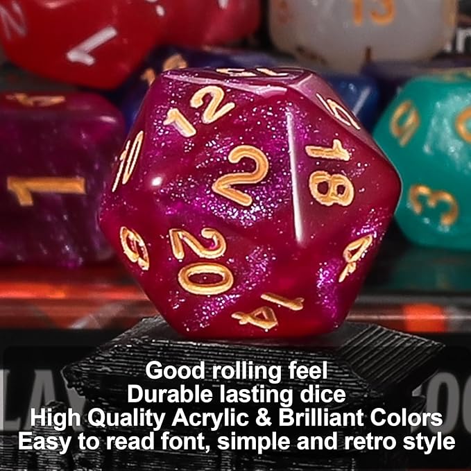 QMay DND Dice Set 10x7 (70 Pieces) Polyhedral Dice for Dungeons and Dragons D&D RPG MTG Role Playing Games with 1 Drawstring Bag