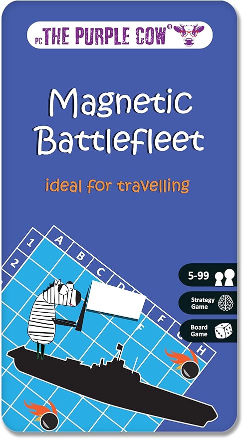 The Purple Cow- Battlefleet Game- Magnetic Travel Game for Kids and Adults. Classic Strategy Game for Thinking