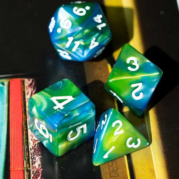 5 Sets DND Dice Polyhedral Dice Set (35pcs) with 1 Large Leather Bag, D&D Die Set for Dungeons and Dragons, RPG Table Games (5Sets/35Pcs Double-Color)
