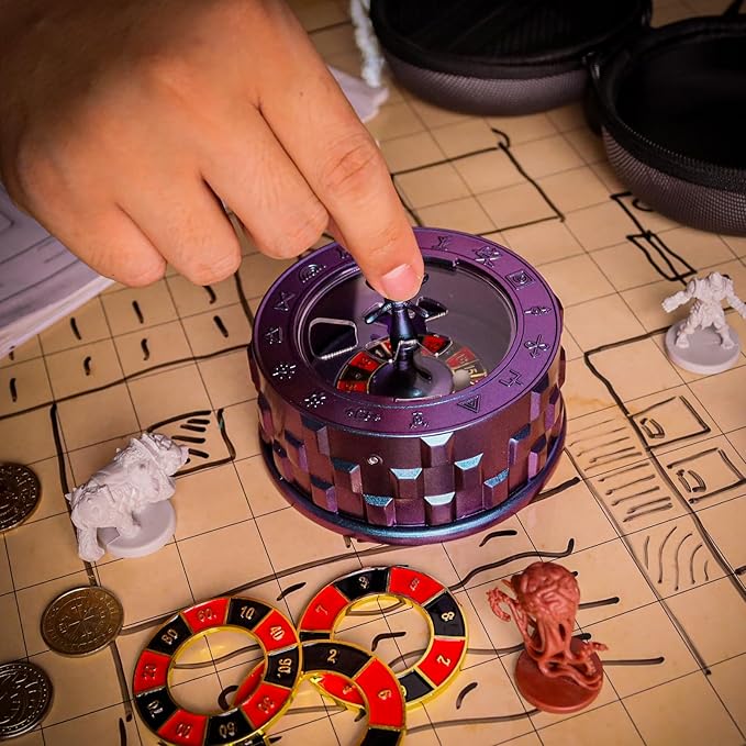 CZYY Roulette Dice - 7-in-1 Metal Spinner Dice Set, Unique Spinning Dice, Desk Fidget Gadget - Cool DND Role Playing Dice, Gift & Accessories for D&D, Tabletop RPG, Board Game (Purple)