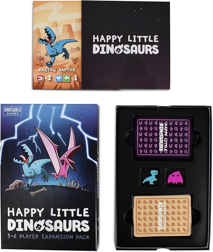 Happy Little Dinosaurs: 5-6 Player Expansion Pack - Cute card game for kids, teens, & adults - Dodge life’s disasters! - 5-6 players ages 8+ - Great for game night
