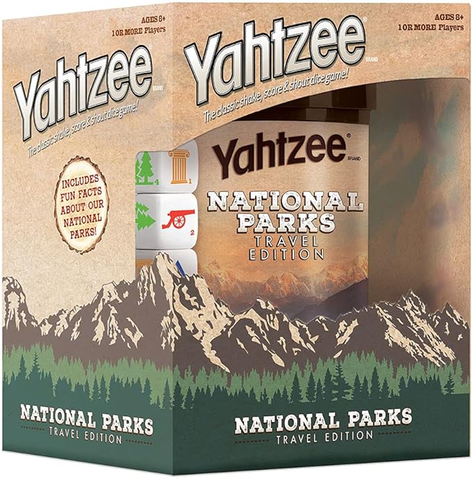 YAHTZEE National Parks Travel Edition | Classic Yahtzee Dice Game with a National Parks Theme | Perfect Travel Game for Families | Celebrate US National Parks Service