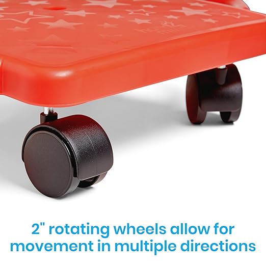 hand2mind Red Heavy-Duty Indoor Scooter Board with Handles, Floor Scooter, Sit Down Scooter, Gym Activities for Kids, Indoor Recess Games, Sport Scooters, Physical Education Equipment, Gross Motor Toy