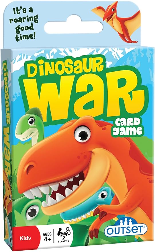 Outset Media Dinosaur War Card Game - The Classic Card Game War Now in Jurassic Splendor for 2 Players Ages 4 and up