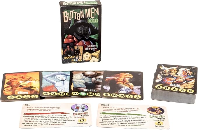 Cheapass Games Button Men: Originals - Expansion Strategy Dice Game, Cheapass Games, Greater Than Games, 50 First Edition Characters