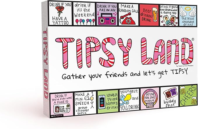 TIPSYLAND Original Edition | Offical Product | Hilarious Adult Board Game | Group Game for Game Nights, Parties and More | Fun Challenges, Dares & Mini-Competitions | 3-8 Players