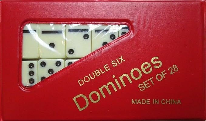 Dominoes Double Six Game Mini Set of 28 Travel Game Tile Size is 1 1/2 X 3/4 X 1/4 inches for Travel, Case Color May Vary.