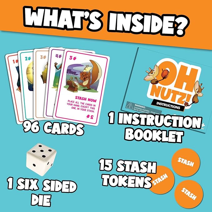 Rookie Mage Games Oh Nutz! - Fast-Paced Family Card Game - Family Game Night Has Gone Nutz! - Easy to Learn, Fun for Adults and Kids - Ideal for 3-5 Players Ages 7 and Up