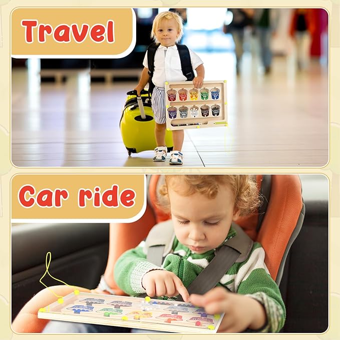 Magnetic Color and Number Maze, Montessori Magnet Puzzles Board Toys for Kids, Education Counting & Matching for Preschool Learning Activities, Travel Toys for Toddlers Fine Motor Skills