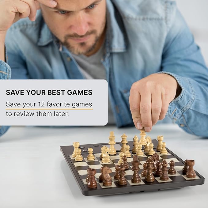 Millennium Electronic Chess Board - ChessGenius Pro Wood Edition - Beginner to Advanced - Interactive Strategy & Learning - Handcrafted Wood Pieces - AI Chess Board - User Friendly - LCD Display