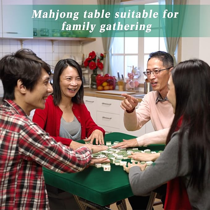 Folding Tablecloth - Green Felt Table Cover for Card Games, Poker, Mahjong, Jigsaw Puzzles & Board Games - 34 x 34 x 4 Inch