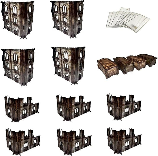 Wargame Terrain Ruin Set for WH40K and 28mm/32mm Miniatures, Tabletop Terrain Battlezone Creation Kit