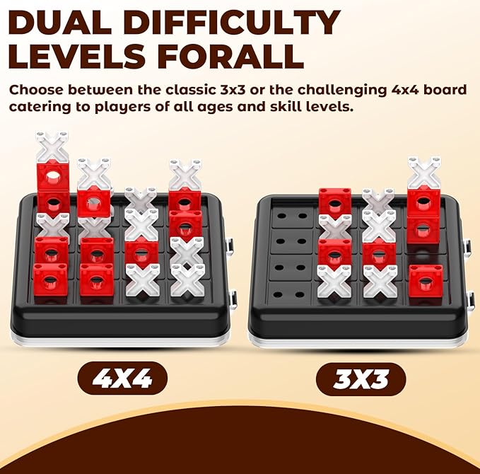 3D Tic Tac Toe Game, Travel Pack Challenging XO Blocks Board, Travel Board Games, Bar Games, Party Game, Family Games, Game Night for Adults