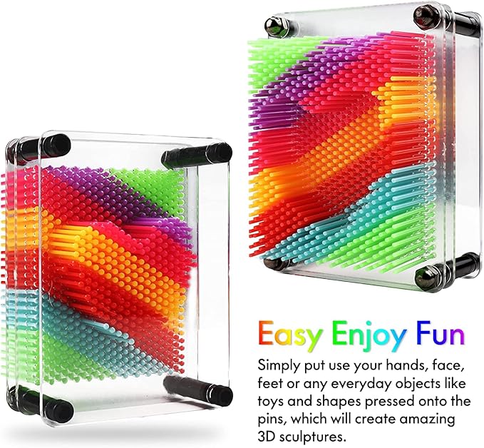 3D Pin Art Toy - Unique Plastic Colorful Pin Art Board for Kids, 3.7 * 5''Desk Board Game Inspire Imagination 3D Pin Impression Sculpture Needle Toys for Children