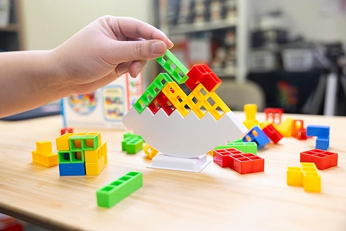 48 Pcs Tetra Tower Game - Balance Game for Kids & Adults - Tetra Tower Stacking Board Game for Parties & Travel - Stack Attack Game - Family Game for 2 Players