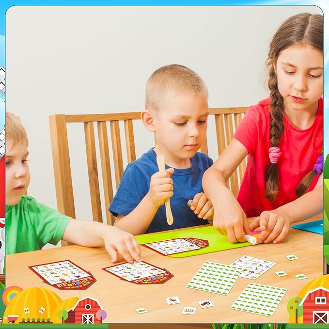 Liliful 35 Pcs Farm Party Bingo Game Farm Animals Game 24 Players Barnyard Birthday Bingo Cards Farm Barn Games for Kids Adults Family School Classroom Activities Farm Themed Party Favors Decoration