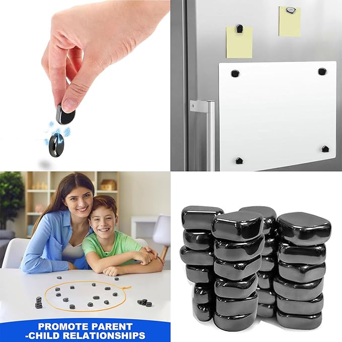 Magnet Game with String, Rock Fidget Toys for Adults Magnetic Game, Magnets for Home Office Kitchen, Wall Stickers, String & Storage Bag