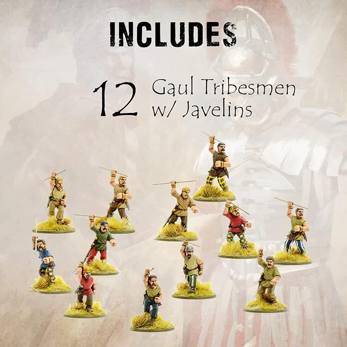 Wargames Delivered SPQR - Gaul - Tribesmen with Javelins. 28mm Miniatures Base, Roman and Greek Military Legion Miniatures for Wargames, and Roman War Games by Warlord Games