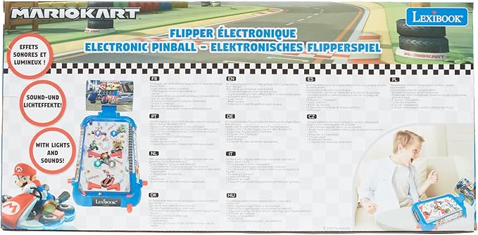 Lexibook Nintendo Mario Kart Table Electronic Pinball, Action and Reflex Game for Children and familiy, LCD Screen, Light and Sound Effects, Blue / red, JG610NI