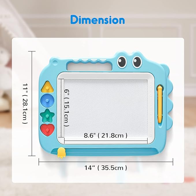 SGILE Toys for Kids, Magnetic Drawing Board for Early Learning, Color Erasable Doodle Writing Pad Gift for Baby Girls Boys, Painting Sketch Pad with Four Stamps for 3 4 5 Year Old Toddlers, Blue