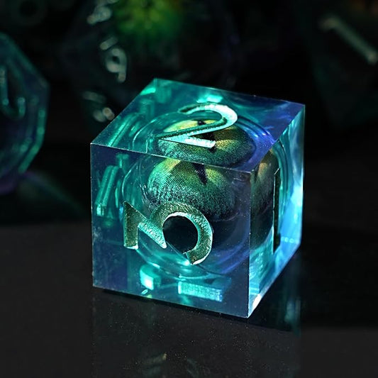 Beholder's Dragon Eye DND Dice Set, Resin Float Liquid Core Sharp Edge D&D Dice, 7pcs Polyhedral D% D20 D12 D10 D8 D6 D4 Dice Set Gifts for Dungeons and Dragons RPG COC MTG Board Games