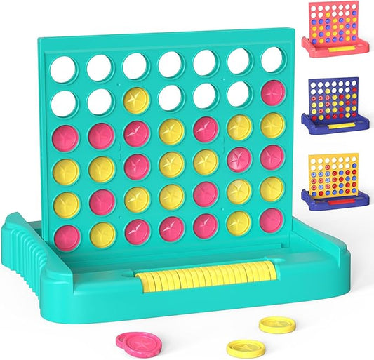 Pup Go 4 in a Row Game, Classic Family Board Game for Kids & Adults, Perfect Educational Toy for Boys Girls Ages 3-8, Portable 2-Player Strategy Games for Travel, Foldable with 6 Spare Discs Green