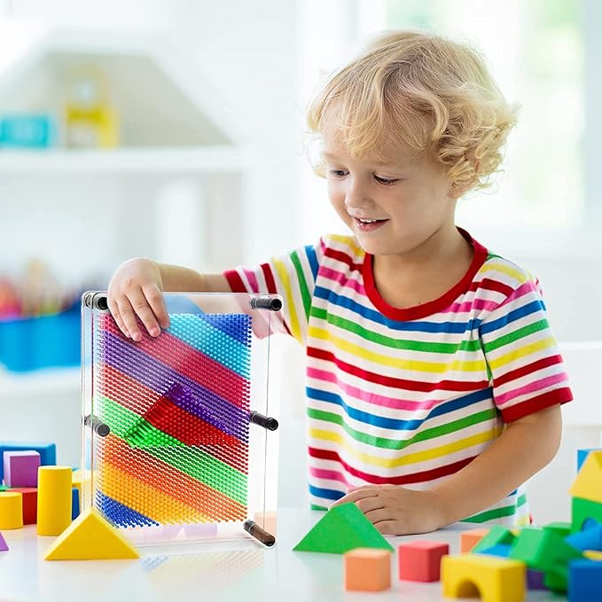 3D Pin Art Toy - Unique Plastic Colorful Pin Art Board for Kids, 3.7 * 5''Desk Board Game Inspire Imagination 3D Pin Impression Sculpture Needle Toys for Children