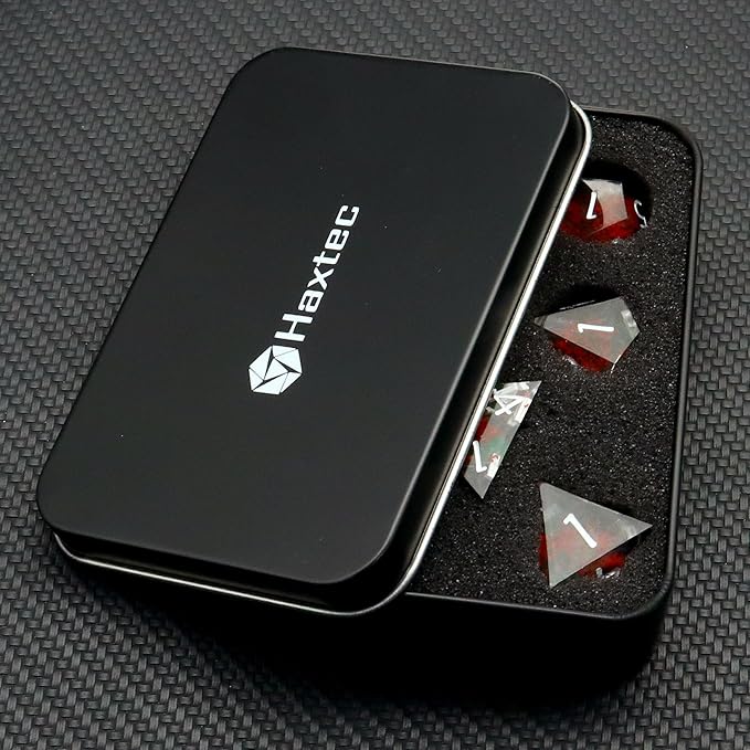 Haxtec DND Dice Set Sharp Edge Resin Dice Set with Dice Case, Flower D and D Dice, Polyhedral D&D Dice Set for Dungeons and Dragons TTRPGs DND Gift