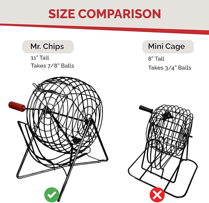 MR CHIPS Professional Steel 11" (Inch) Tall Bingo Cage Only - Mysterious Black Color
