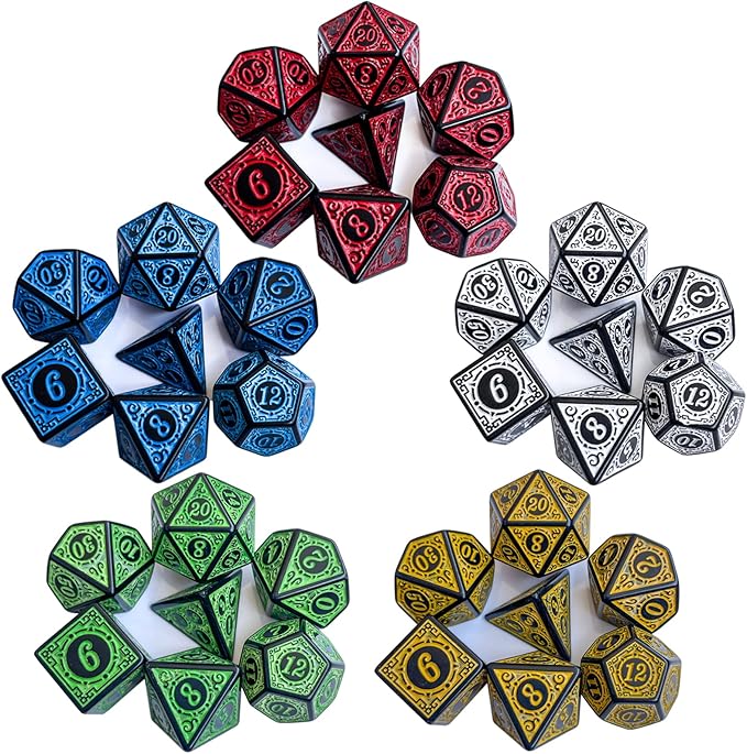 35Pieces DND Dice Set| Carving Dice Polyhedral Dice Set for Board Game