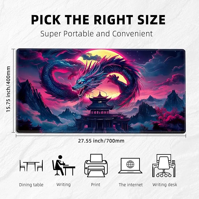 for MTG Playmat with Storage Bag, for TCG Playmat and Playing Card Mat for Magic Board Games, Non-Slip Glowing Dragon Desk Mat, Stitched Edges Game Mat, Rollable & Foldable Card Playmats