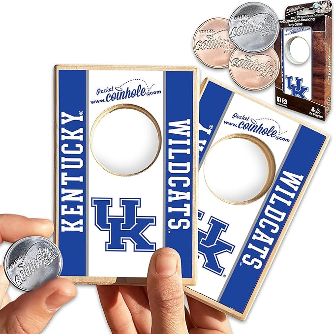 Tabletop Cornhole Game Set | Officially Licensed College Mini Football Cornhole Board Game | Includes Coins