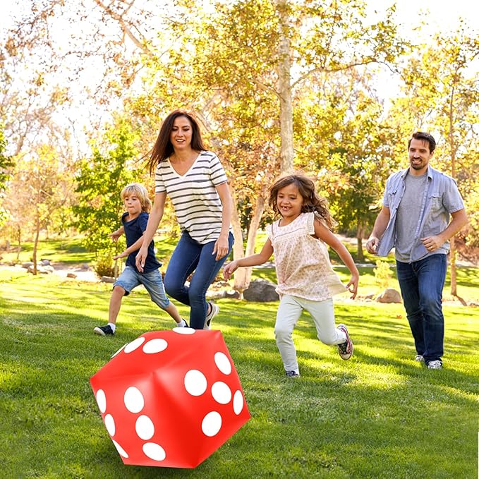 4 Pieces Jumbo Inflatable Dice 12.6 Inch Large Inflatable Dice Fun Game Toy for Indoor Outdoor Lawn Swimming Pool Party Favor Board Game Decoration, Red