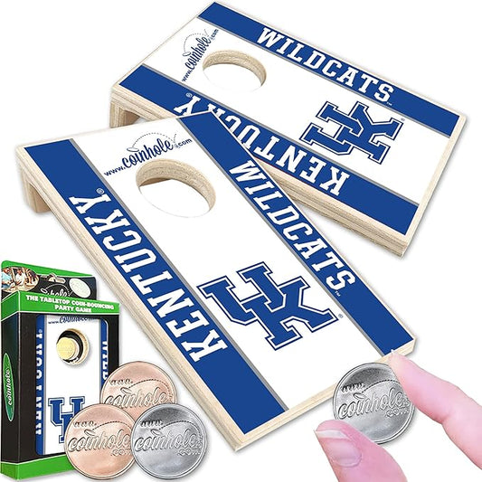Tabletop Cornhole Game Set | Officially Licensed College Mini Football Cornhole Board Game | Includes Coins