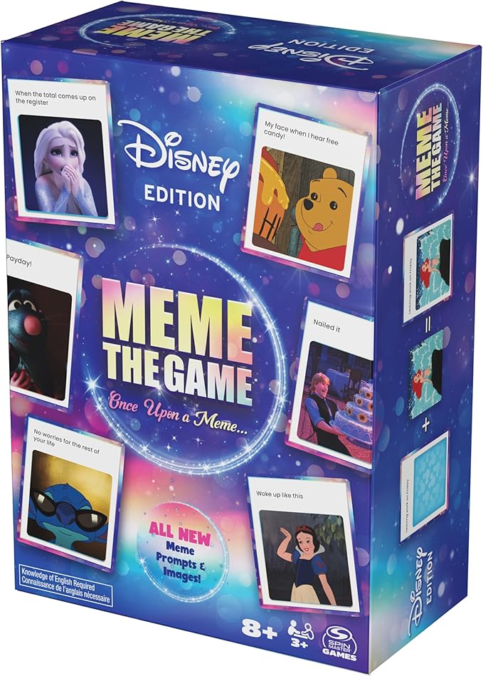 Spin Master Games, Disney Meme The Game, Disney Card Game for Hilarious Family Fun, Funny Caption Contest with Classic & Modern Characters, for Kids & Family, 3-6 Players, for Ages 8 & Up