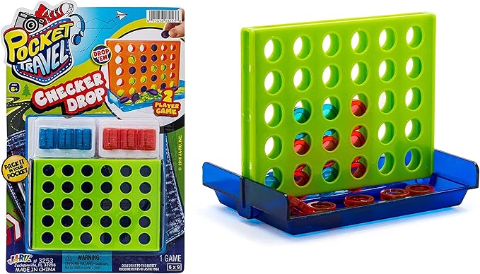 JA-RU Mini 4 in a Row Game (1 Toy) – Classic Four in a Row Game for Kids | Mini Board Games for Travel, Indoor Recess Games for Classroom Toys, Party Favors & Stocking Stuffers. 3253-1p