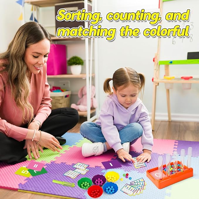 Counting and Color Sorting Toys for Toddlers,Math Manipulatives Match Games Educational Learning Fine Motor Skills,STEM Preschool Kindergarten Learning Activities