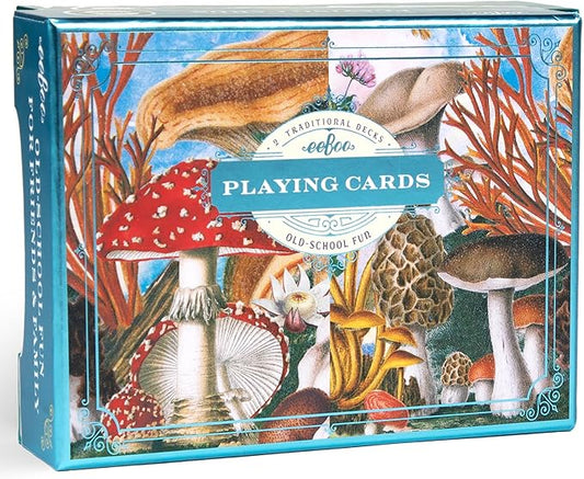 eeBoo Piece & Love: Mushroom Playing Cards - Includes 2 - 52 Card Decks, Traditional Decks with Beautiful Artwork & Gilded Edges