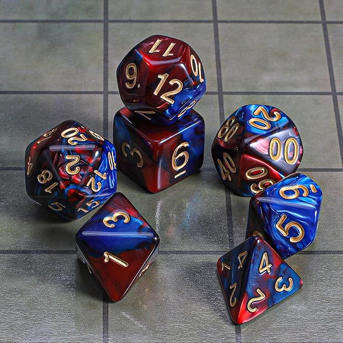 CiaraQ DND Polyhedral Dice Set with a Black Dice Bag for D&D RPG MTG Role Playing Table Games