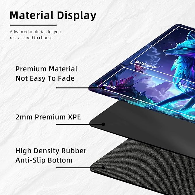 for MTG Playmat with Zones Storage Bag,for TCG Playmat and Playing Card Mat for Magic Board Games, Glowing Fox Non Slip Stitched Edges Game Mat, Rollable Foldable Card Playmats