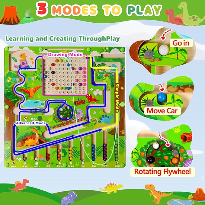 Magnetic Color and Number Maze,Magnetic Puzzles Board for Toddlers Ages 3+,Preschool Learning Sensory Toys,Kids Wooden Montessori Toys for Boys Girls